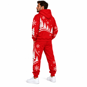 Custom <b>Men</b> <b>Christmas</b> Tracksuit Holiday Hoodie Graphic Jogger Sweatpants Set Solid Color Custom <b>Mens</b> Festive Sweat <b>Suit</b> - Product Image 6