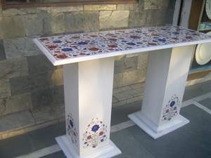 Plan de travail de salle de bain contemporain luxueux avec incrustation de marbre, éclairé, en résine naturelle, fait main, écologique, motif floral - Product Image 2