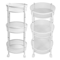 Chariot de rangement circulaire à 3 niveaux, pliable, pour espaces étroits, chariot organisateur mobile avec roulettes pour appartement