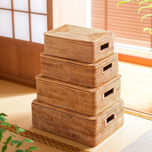 Beautiful <b>Large</b> Capacity Natural Rattan <b>Basket</b> For Laundry Toy And Blankets Storage Multipurpose Rattan <b>Baskets</b> For Living Rooms - Product Image 5
