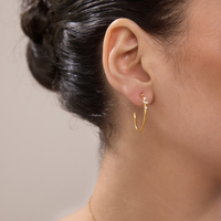Boucles d'oreilles créoles J&D rondes en acier inoxydable 316L plaqué or 18 carats avec zircons blancs dégradés, style vintage pour femme