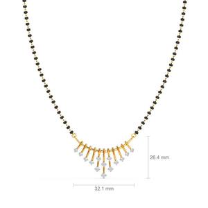 18K Yellow Gold Diamond Pendant Mangalsutra Necklace <b>Emerald</b>-Cut Accents Elegant Milestone Gift - Product Image 6