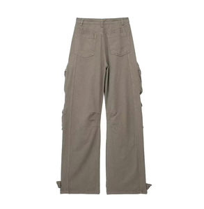 Pantalones cargo de algodón con múltiples bolsillos para hombre, pantalones de pierna recta, holgados, casuales, para exteriores, pantalones de trabajo para senderismo y tácticos. - Product Image 1