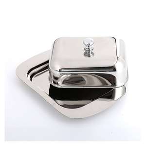 Vente en gros de beurrier vintage plaqué argent avec couvercle, élégant récipient à beurre en métal pour la cuisine et la salle à manger, prix d'usine - Product Image 4