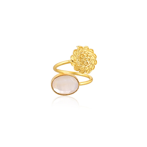 Stylish Mother of Pearl Brass <b>Ring</b> for Women Gold Plated <b>Adjustable</b> Fashion Jewelry - Product Image 1