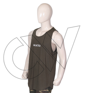 Camiseta sin Mangas Casual para Hombre CarewearSports, Color Verde Oliva, Cuello Redondo, 100% Algodón, Secado Rápido, Transpirable, Diseño con Bordado de Parches, Tejido de Punto - Product Image 2