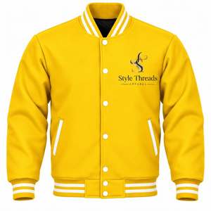 เสื้อแจ็คเก็ตวาร์ซิตี้สีแดงสำหรับผู้ชาย สไตล์พรีปปี้ ปักโลโก้ ปกคอเสื้อพับได้ ทรงปกติ เหมาะสำหรับใส่ในฤดูใบไม้ร่วง เสื้อแจ็คเก็ตวาร์ซิตี้ผ้าแคนวาสสำหรับผู้ชาย - Product Image 3