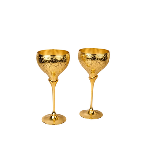 Gobelets à vin élégants en laiton, faits à la main, en forme de cloche, avec pied en métal, pour occasions de mariage, 2 pièces - Product Image 1