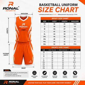 ชุดเสื้อบาสเก็ตบอลสีส้ม RONAL SPORTS แบบไม่มีแขน ระบายเหงื่อได้ดี สำหรับผู้ใหญ่ ทุกฤดูกาล พิมพ์ลายแบบ Sublimated ปรับแต่งได้ - Product Image 6