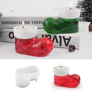 Epoxy Christmas Boots Shoes Candlestick Table Top Decoration Epoxy <b>Resin</b> <b>Silicone</b> Mold - Product Image 2