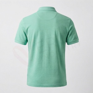 Polo en piqué vert menthe à manches courtes pour homme, décontracté, respirant, tricoté, design uni, coupe classique - Product Image 2