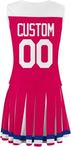 Uniforme de cheerleading personnalisé sans manches rose blanc bleu, impression par sublimation, costume de performance pour équipe adulte, service OEM - Product Image 2