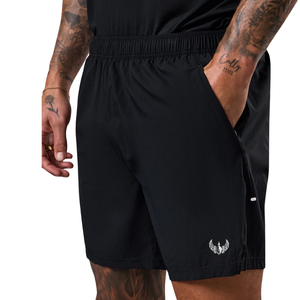 Shorts d'entraînement en mesh noir pour hommes, taille élastique, pour la gym, la course à pied, vêtements de sport légers, shorts de sport pour hommes - Product Image 1