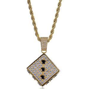 Collier pendentif dés Hip Hop couleur or et argent, micro-pavé de diamants, bijou de charme pour homme, cadeau pour la danse urbaine - Product Image 6