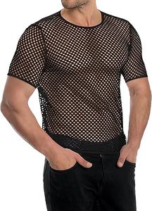 Fashion Men's Mesh Transparent Slim Fit Skinny Shirt Sexy <b>Fishnet</b> Short Sleeve O-Neck Tees Tops T Shirt Man Clothing Breathable - Product Image 4