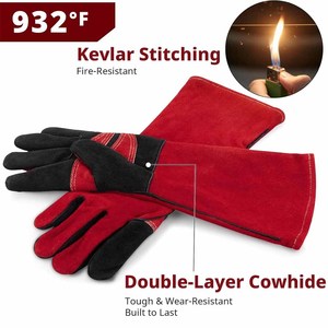 Gants de soudage en cuir de vachette renforcé, résistants, pour la sécurité industrielle, ignifuges, pour la lutte contre les incendies et le barbecue - Product Image 5