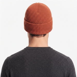 Rust Orange Ribbed Knit Beanie <b>Hat</b> for <b>Men</b> Solid Color Warm <b>Winter</b> Cap Casual Adult - Product Image 2