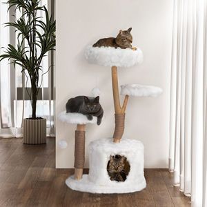 Moderno di lusso torre del gatto naturale ramo di gatto albero interno bianco gatto mobili per interni gattino regalo - Product Image 1