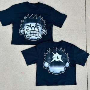 Custom Logo 200gsm Terry Streetwear Box Cut Tee Heavyweight <b>Cropped</b> <b>Top</b> Print Graphic Polyester/Cotton Oversized Boxy Fit - Product Image 2