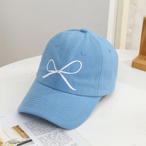 Gorra de Béisbol Unisex de 6 Paneles, Algodón, Bordado de Lazo, Ajustable, Casual, para Primavera/Verano, en Blanco, Rosa, Azul y Marrón - Product Image 2