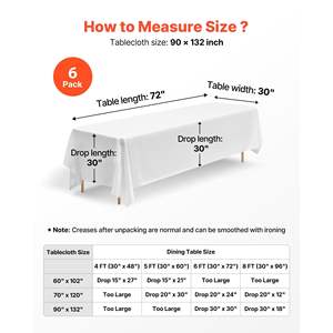 Paquete de 6 Manteles Rectangulares Blancos de 90 x 132 Pulgadas, Reutilizables, Lavables a Máquina, para Bodas, Fiestas, Banquetes, Resistentes a las Arrugas - Product Image 5