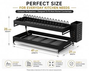 Escurridor de Platos de 2 Niveles con Porta Cubiertos, Escurridor de Metal Resistente al Óxido - Product Image 2