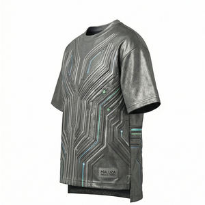 T-shirt de luxe décontracté surdimensionné pour homme, style urbain métallisé, mode streetwear, Europe USA MALUZA INDUSTRIES - Product Image 4
