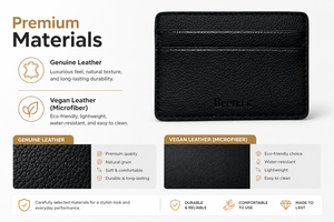 Porte-cartes minimaliste en cuir véritable gris 4 pouces sans fermeture pour cartes de crédit - Product Image 6