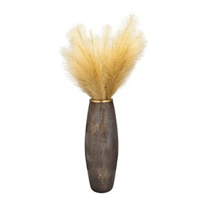 Jarrón Alto de Cerámica Mate para Piso con Borde Dorado y Hierba de Pampas - Product Image 3