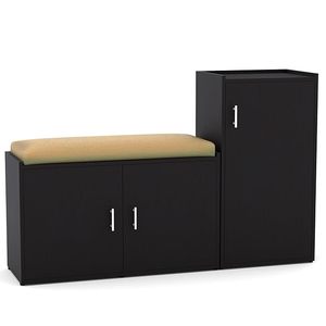 Engineered Wood Shoe <b>Rack</b> Combo with Cushion Seat - Royal Black Finish - Product Image 4