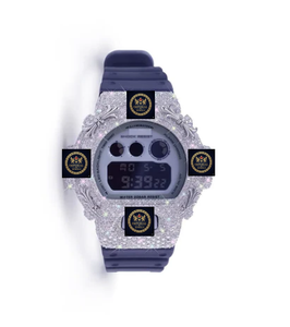 Montre personnalisée avec mouvement à quartz, sertie de diamants Moissanite, bracelet en caoutchouc de luxe Hip Hop pour hommes, 42 mm - Product Image 1