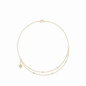 Collier en or 18 carats avec chaîne à maillons et diamants de laboratoire, taille ronde et marquise, prêt pour la fiançailles, 0,842 carats, pendentif pour femme - Product Image 4