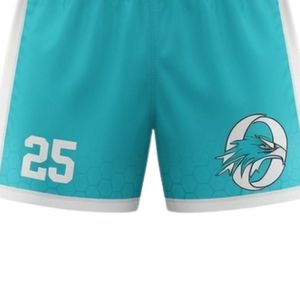 Ensemble d'uniformes de lacrosse unisexe bleu sarcelle et blanc en polyester, coupe athlétique, maillot et short, vêtements de sport performants pour l'entraînement et les matchs - Product Image 6