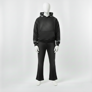 ชุดเซ็ตเสื้อฮู้ดดี้ผ้าฝ้ายคุณภาพสูงแบบสั่งทำพิเศษสำหรับผู้ชาย พร้อมกางเกงขายาวไซส์ใหญ่ ชุดเสื้อสเวตเชิ้ตและกางเกงวอร์มแบบฟอกสี ชุดแทรคสูทผู้ชาย - Product Image 1