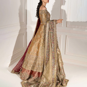 Vestido de Novia Tradicional Pakistaní de Moda, Lehenga Choli de Terciopelo para Fiesta, Venta al por Mayor, Bordado de Lujo, Sin Arrugas - Product Image 5
