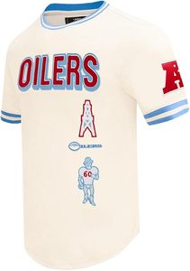 Camiseta Oilers Cream con Diseño de Mascota Bordada en Rojo y Azul, Material de Algodón, Clásica, de Manga Corta - Product Image 2