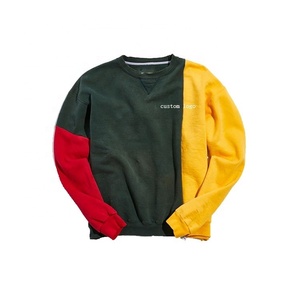 Factory Direct Homme High Street Genser Fashionable Troja Color Block Custom Print Geansai Asymmetrical Hem Oversized Sweatshirt - Product Image 2