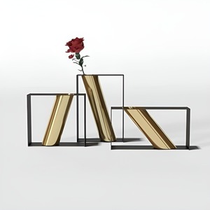 Minimalist Metal <b>Vase</b> Set with Chrome Plated Finish for Indoor Flower Display Desktop Decor - Product Image 2