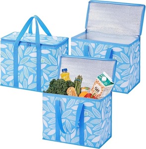 Paquete de 2 Bolsas Térmicas Aisladas, Bolsa de Compras Reutilizable para Entrega de Alimentos, Resistente, Tamaño Grande, Asas Duraderas - Product Image 1