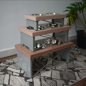 Mangeoire double pour chien et chat écologique NPPF039 avec bol en acier inoxydable épais, design simple pour petits animaux - Product Image 2