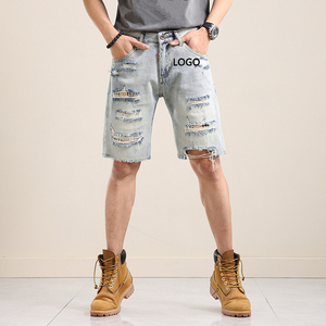 Shorts de mezclilla rectos, lavados, con efecto desgastado, tallas grandes, al por mayor, personalizados - Product Image 6