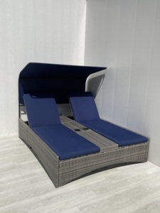 Tumbona Moderna de Mimbre con Estructura de Acero y Cojín de Poliéster para Jardín, Patio, Villa y Piscina, en Oferta - Product Image 5