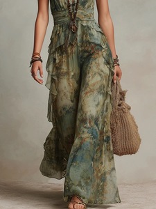 Robe longue en mousseline de soie bohème, robe maxi florale décontractée pour femmes - Product Image 6