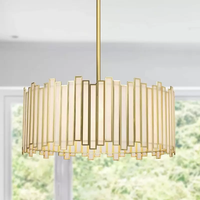 Lustre Tambour Doré SIMIG, Suspension Moderne en Verre pour Chambre, Salle à Manger, Cuisine, Entrée, Salon