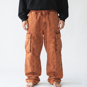 Pantalon cargo jogger oversize délavé à l'acide pour homme, coupe ample, multi-poches, en coton, style streetwear, pantalon décontracté - Product Image 4