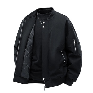 2025 American Fashion <b>Jacket</b> Coat Couples Retro Solid Color Nylon Stand Zipper Casual Autumn Eco-Friendly - Product Image 4