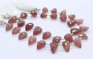 Perles facettées naturelles en forme de nœud fraise 8x12-9x13MM, perles triangulaires en pierre précieuse fraise 8 pouces, perles facettées fraise pour bijoux - Product Image 4