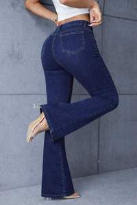 Jeans de Pierna Ancha de Cintura Alta para Mujer, con Tela Vaquera Elástica y Silueta Bootcut Elegante, para Uso Diario Informal - Product Image 4