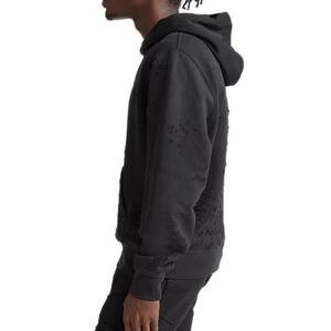 Sweat à capuche oversize zippé pour homme, style streetwear hiver, en polyester/coton respirant et à séchage rapide, noir - Product Image 5