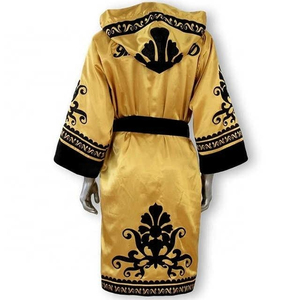 Custom 100% Cotton Fighting Dress Kicks Boxing Gown Womens Hooded Boxing Robes with Customized Logo for Unisex Whole Sale Prices - Product Image 3